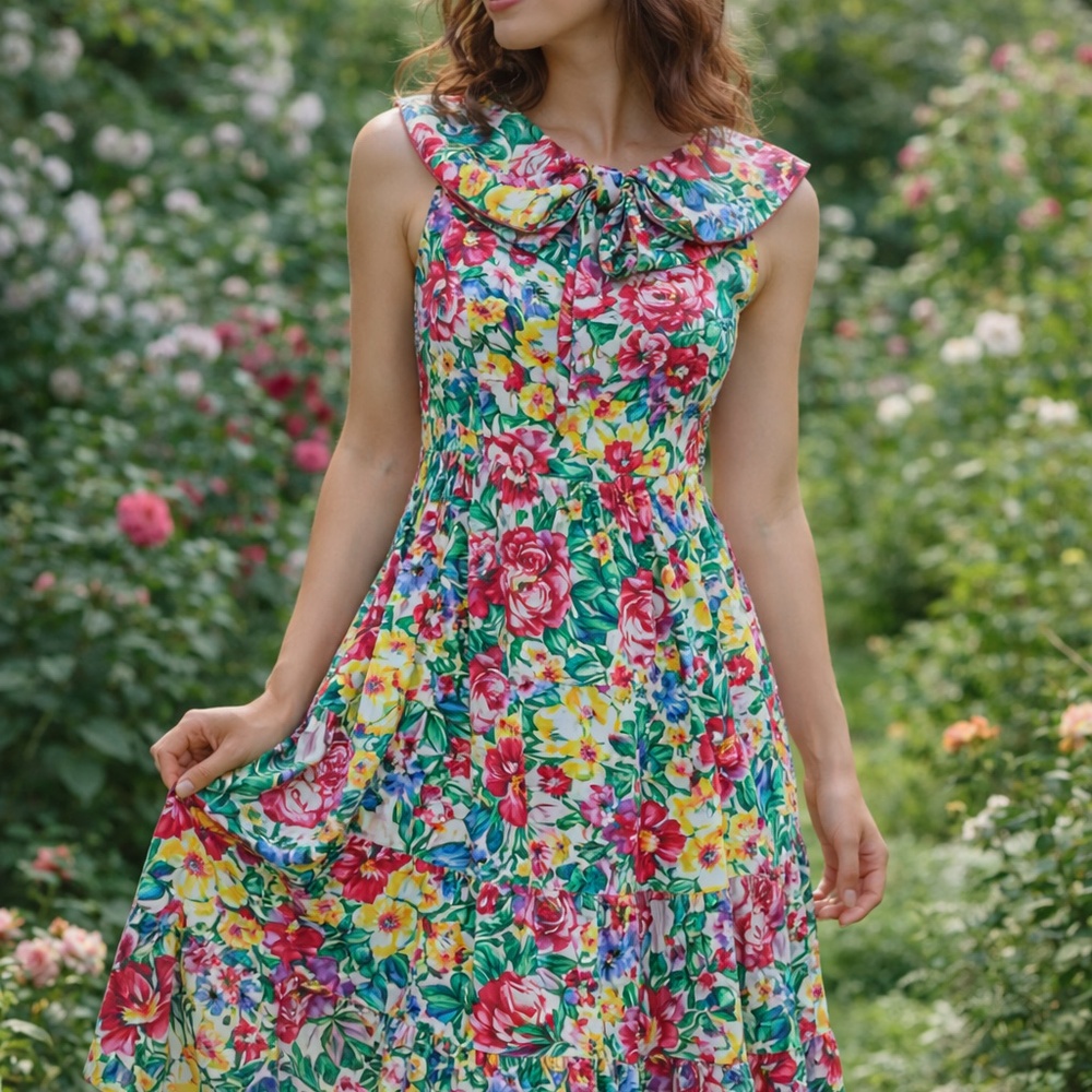 🌺 Vintage Cary San Francisco Floral Dress | 100% Cotton | Size 8 Petite | USA